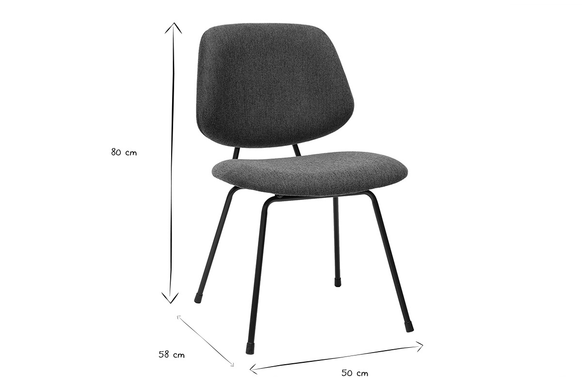 Chaises design en tissu vert kaki et m�tal noir (lot de 2) BARNET