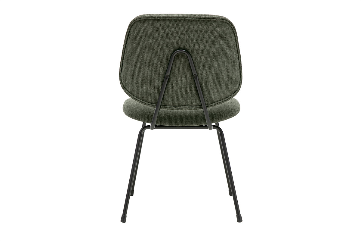Chaises design en tissu vert kaki et m�tal noir (lot de 2) BARNET
