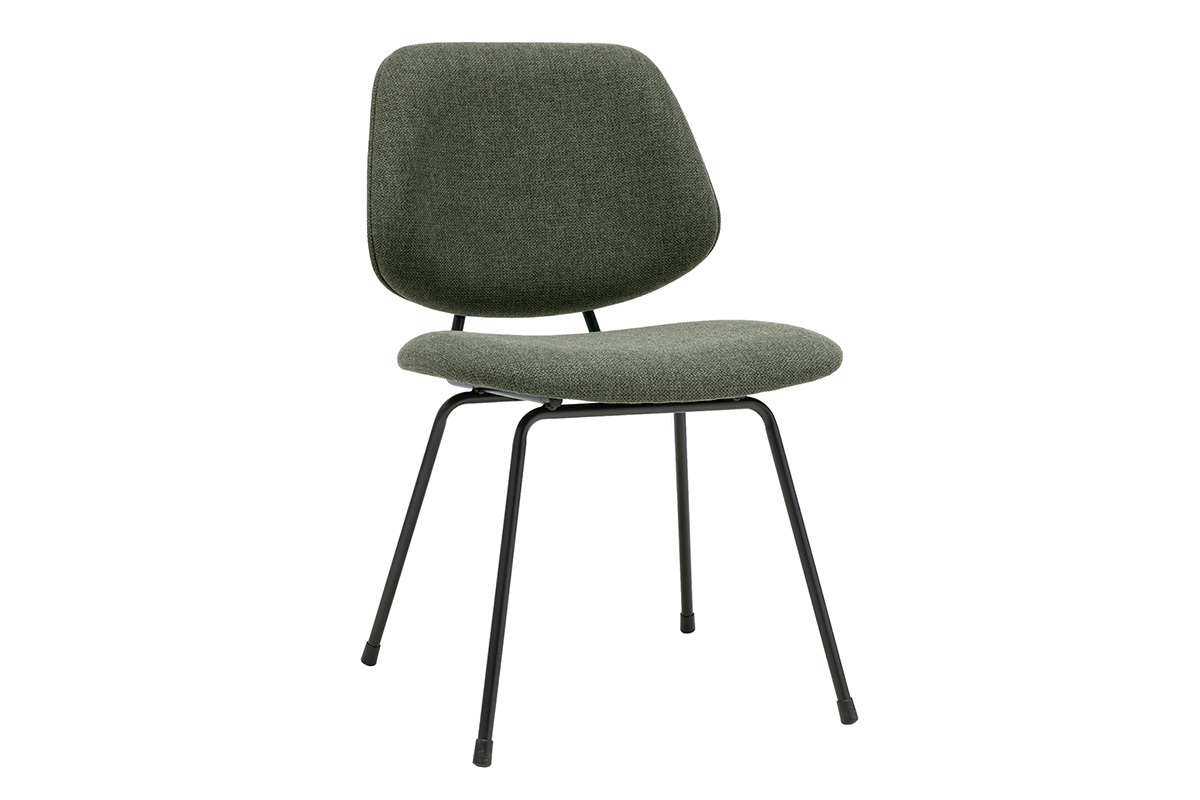 Chaises design en tissu vert kaki et m�tal noir (lot de 2) BARNET