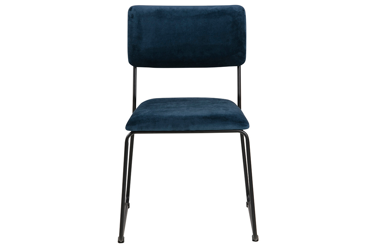 Chaises design en velours bleu nuit et mtal (lot de 2) FLORE