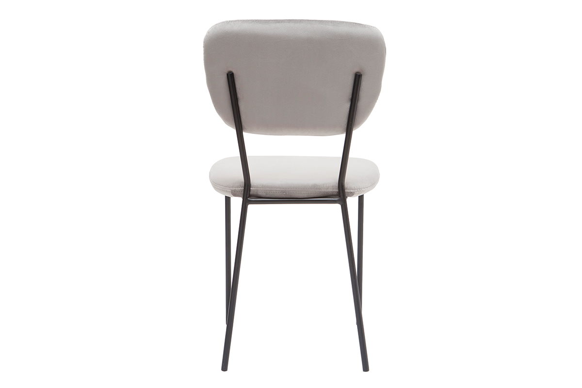 Chaises design en velours gris et m�tal noir (lot de 2) LEPIDUS