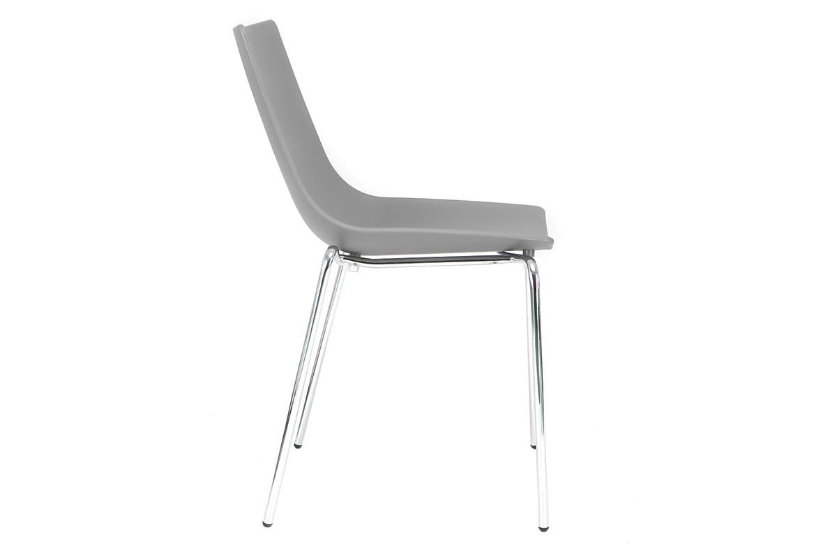 Chaises design grises empilables avec pieds en m�tal (lot de 2) CELEBRATION