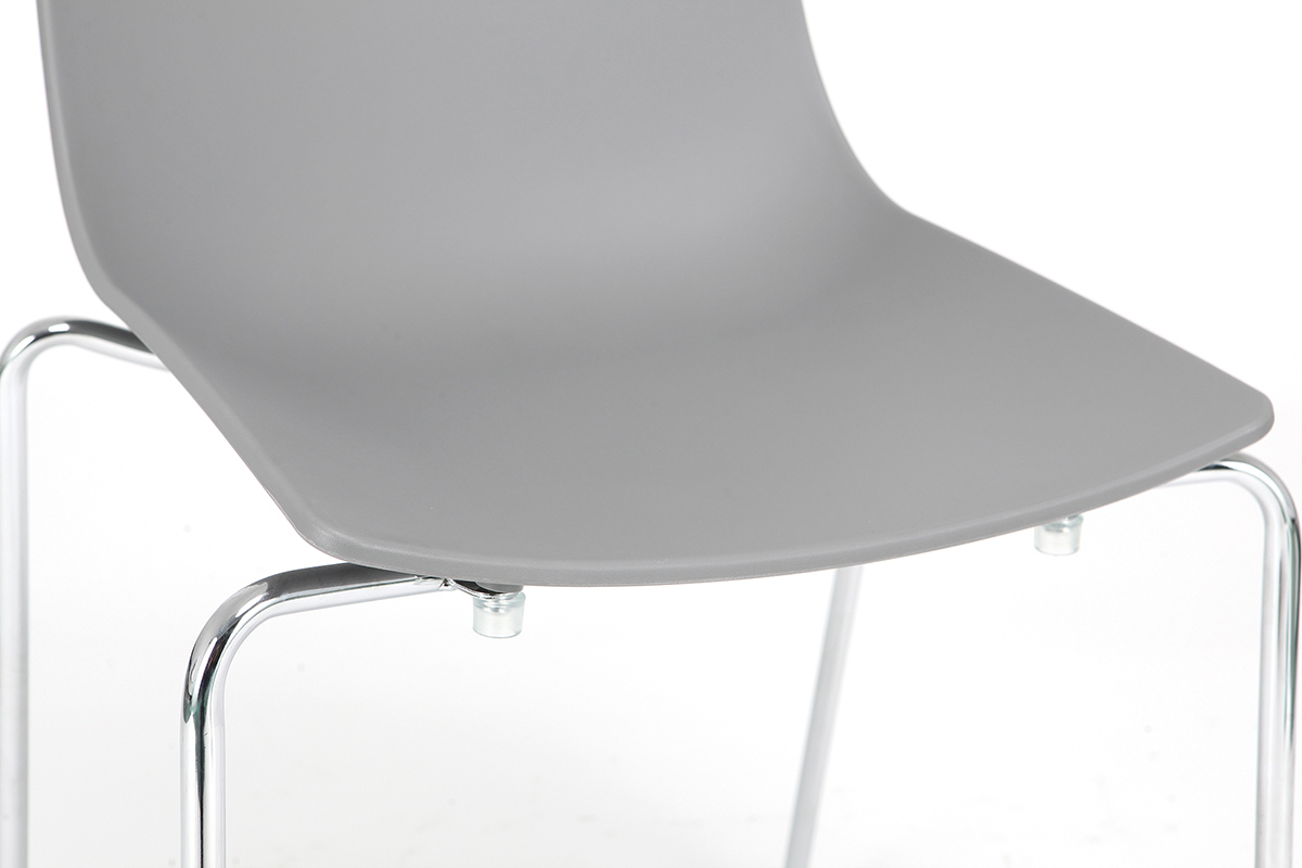 Chaises design grises empilables avec pieds en m�tal (lot de 2) CELEBRATION