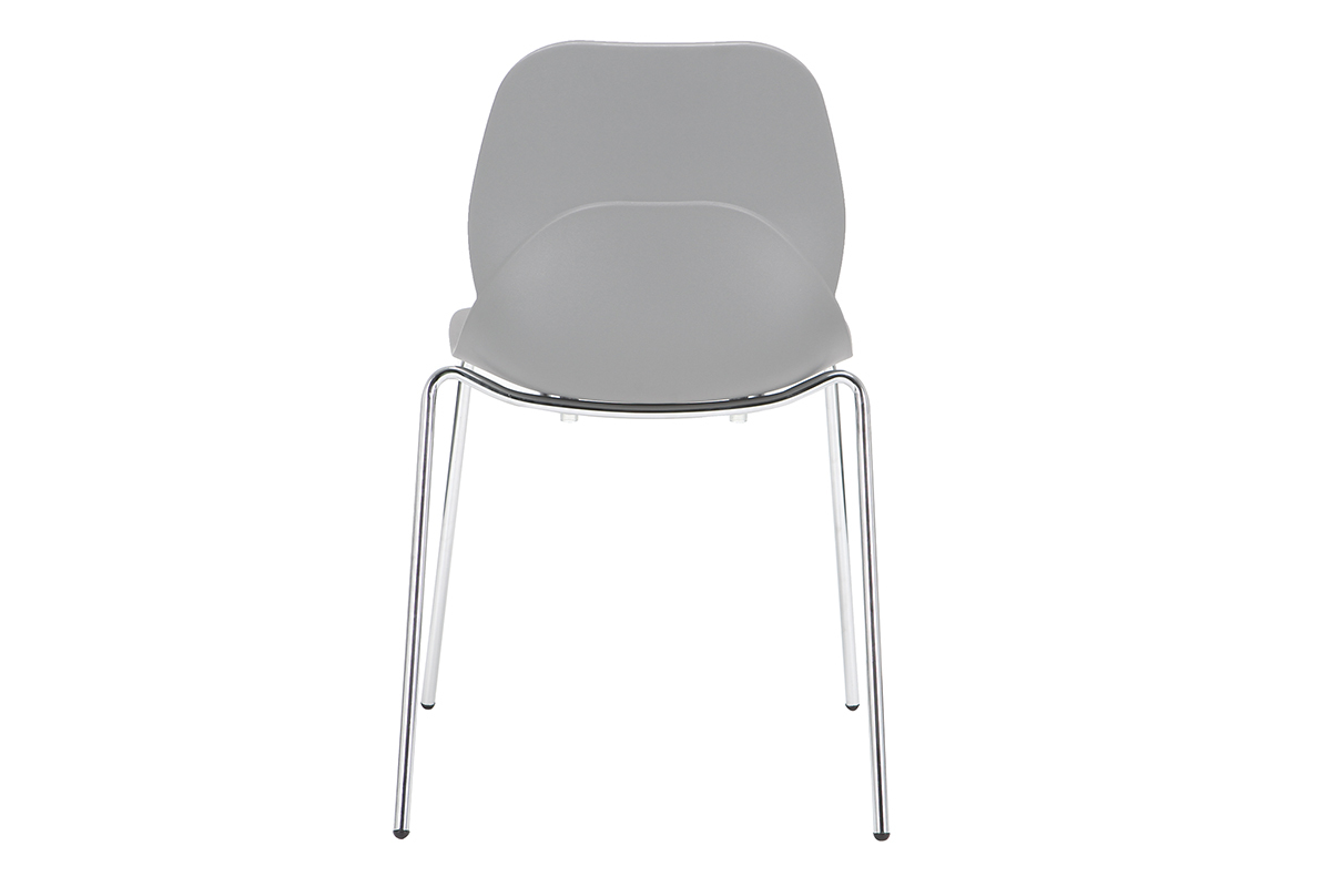 Chaises design grises empilables avec pieds m�tal (lot de 2) TROCADERO