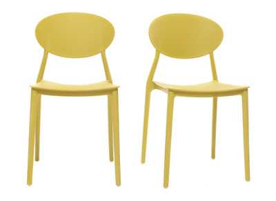 Chaises design jaune polypropyl&egrave;ne empilables (lot de 2) ANNA
