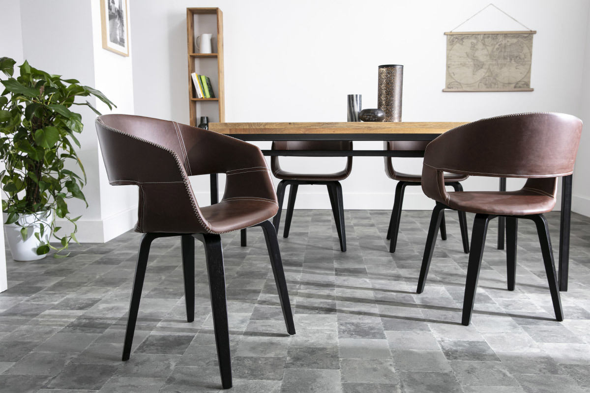 Chaises design marron pieds bois (lot de 2) SLAM