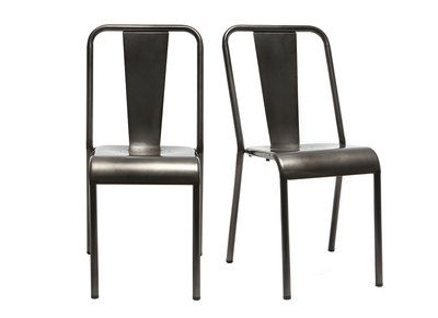 Chaises design métal inox (lot de 2) EVAN