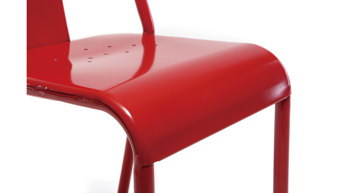 Chaises design mtal rouge (lot de 2) EVAN