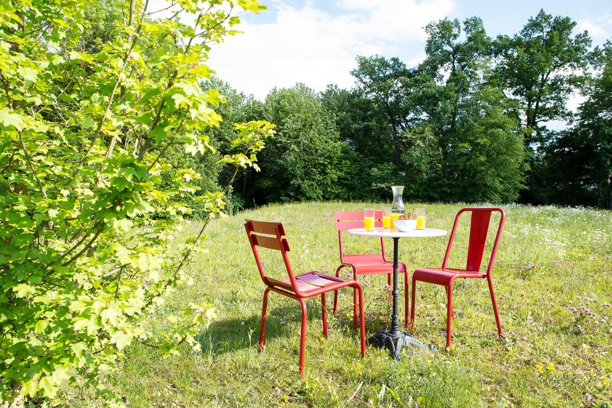 Chaises design m�tal rouge (lot de 2) EVAN