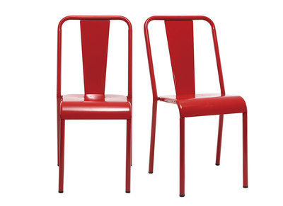 Chaises design m&eacute;tal rouge (lot de 2) EVAN