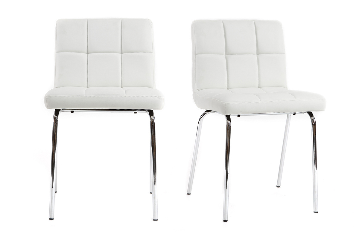 Chaises design molletonnes blanches (lot de 2) POLLY
