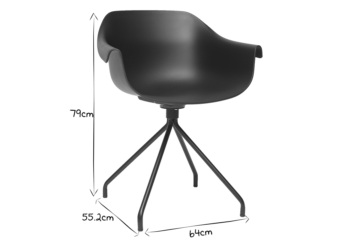 Chaises design noires avec pieds m�tal (lot de 2) COUTURE