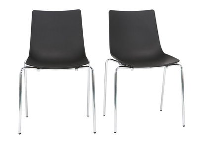 Chaises design noires empilables avec pieds en m&eacute;tal (lot de 2) CELEBRATION