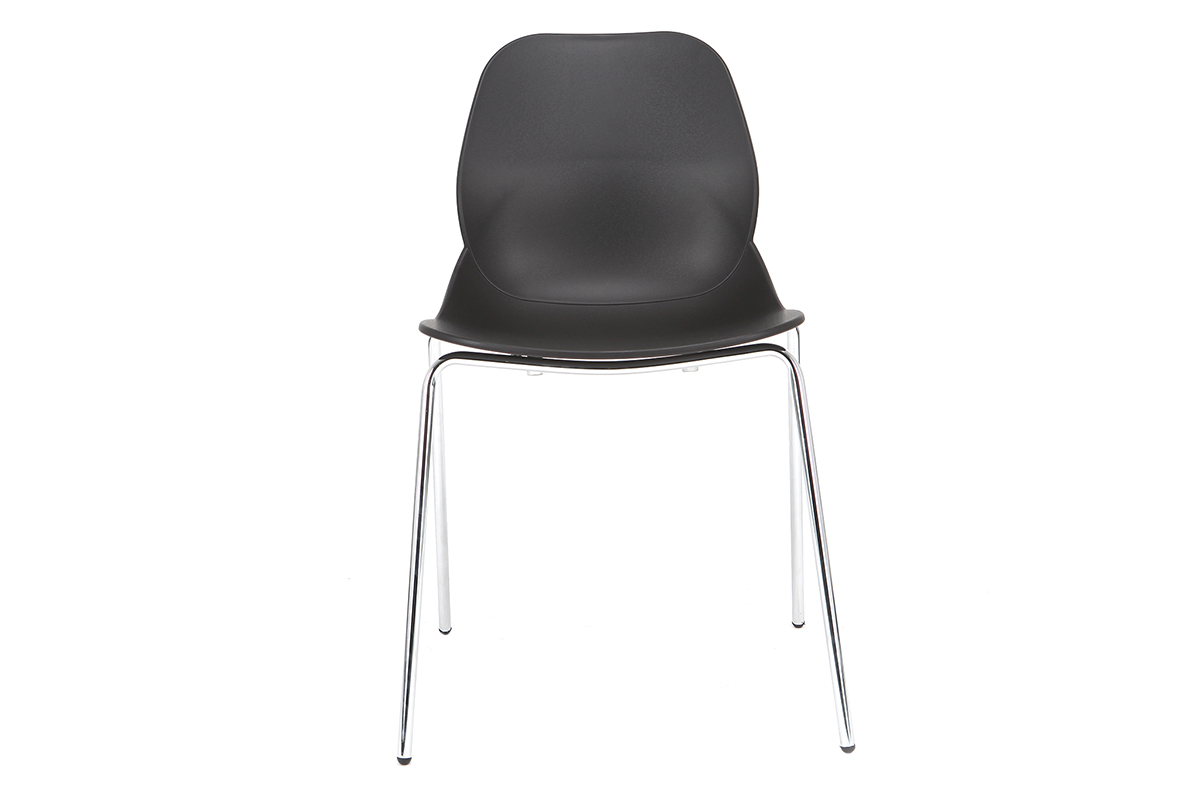 Chaises design noires empilables avec pieds m�tal (lot de 2) TROCADERO