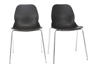 Chaises design noires empilables avec pieds m&eacute;tal (lot de 2) TROCADERO