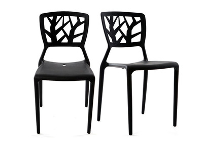 Chaises design noires empilables intérieur / extérieur (lot de 2) KATIA