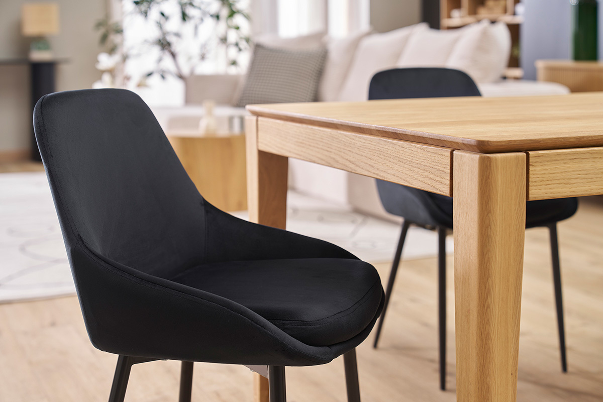 Chaises design noires en tissu velours et mtal (lot de 2) HOLO