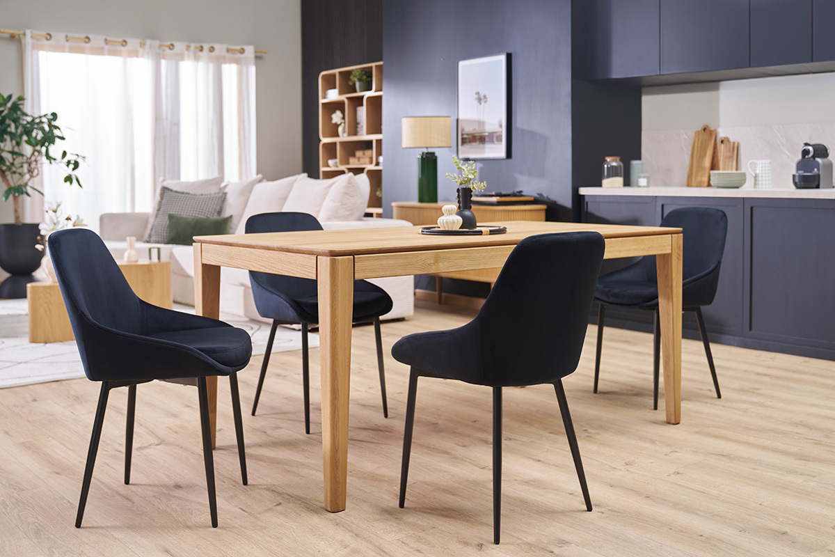 Chaises design noires en tissu velours et mtal (lot de 2) HOLO