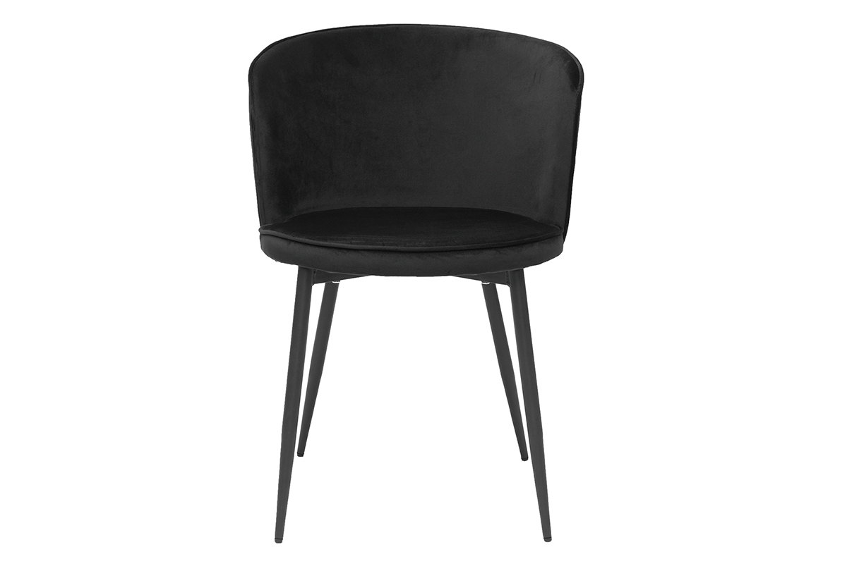 Chaises design noires en tissu velours et mtal (lot de 2) SERIF