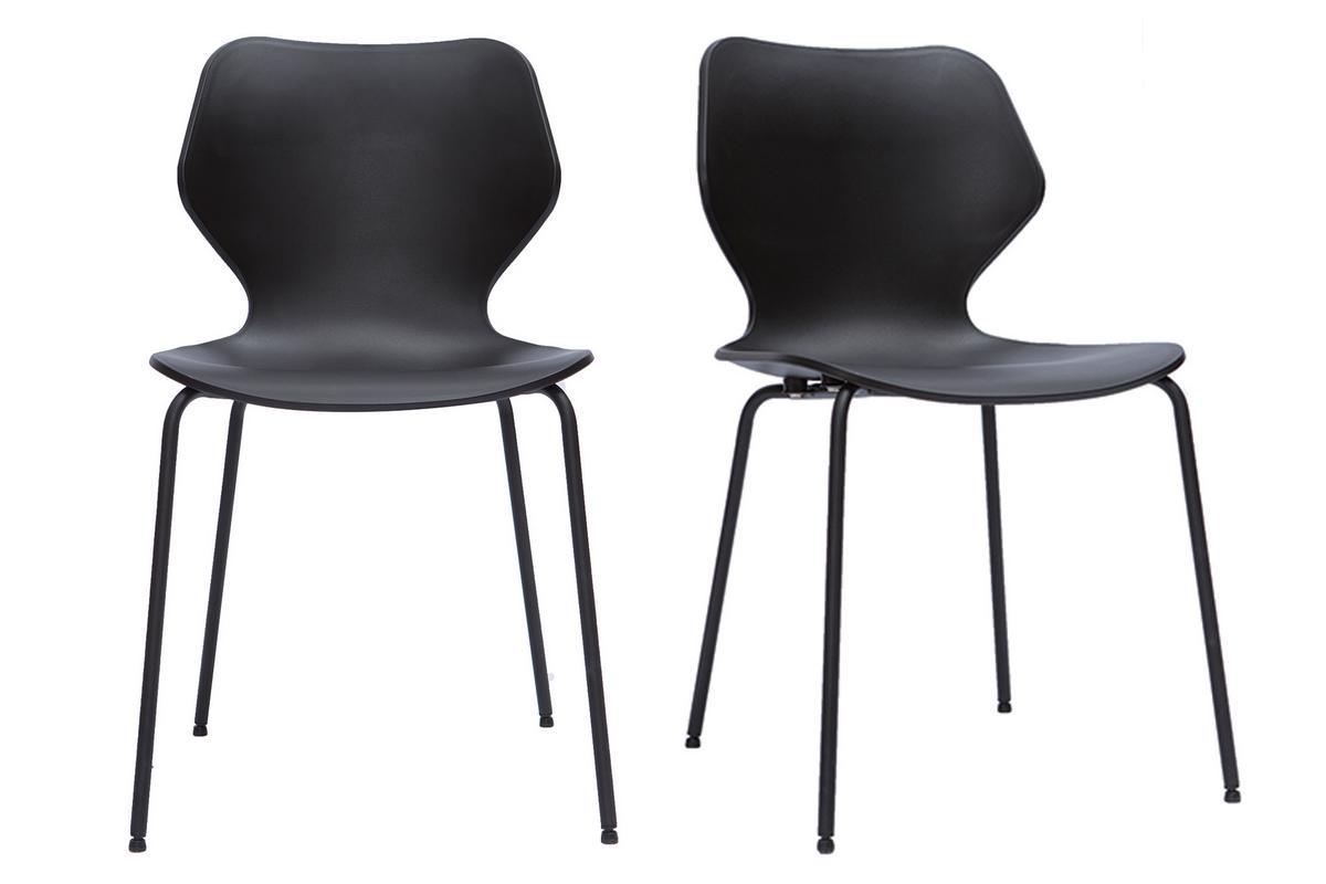 Chaises design noires intrieur - extrieur (lot de 2) FLIP