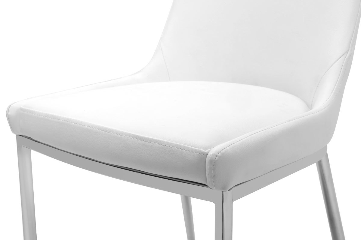 Chaises design polyur�thane blanc et acier chrom� (lot de 2) IRA
