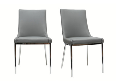 Chaises design polyur&eacute;thane gris et acier chrom&eacute; (lot de 2) IRA