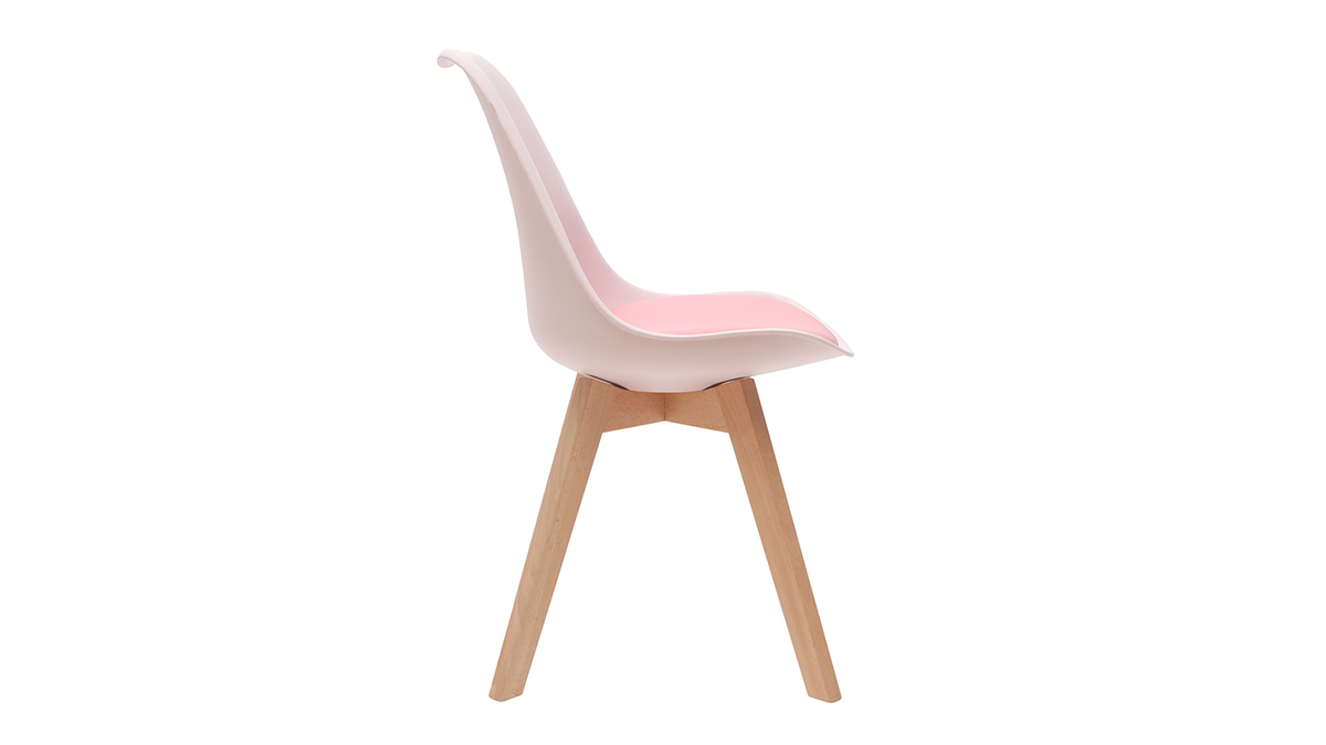 Chaises design rose avec pieds bois clair (lot de 2) PAULINE