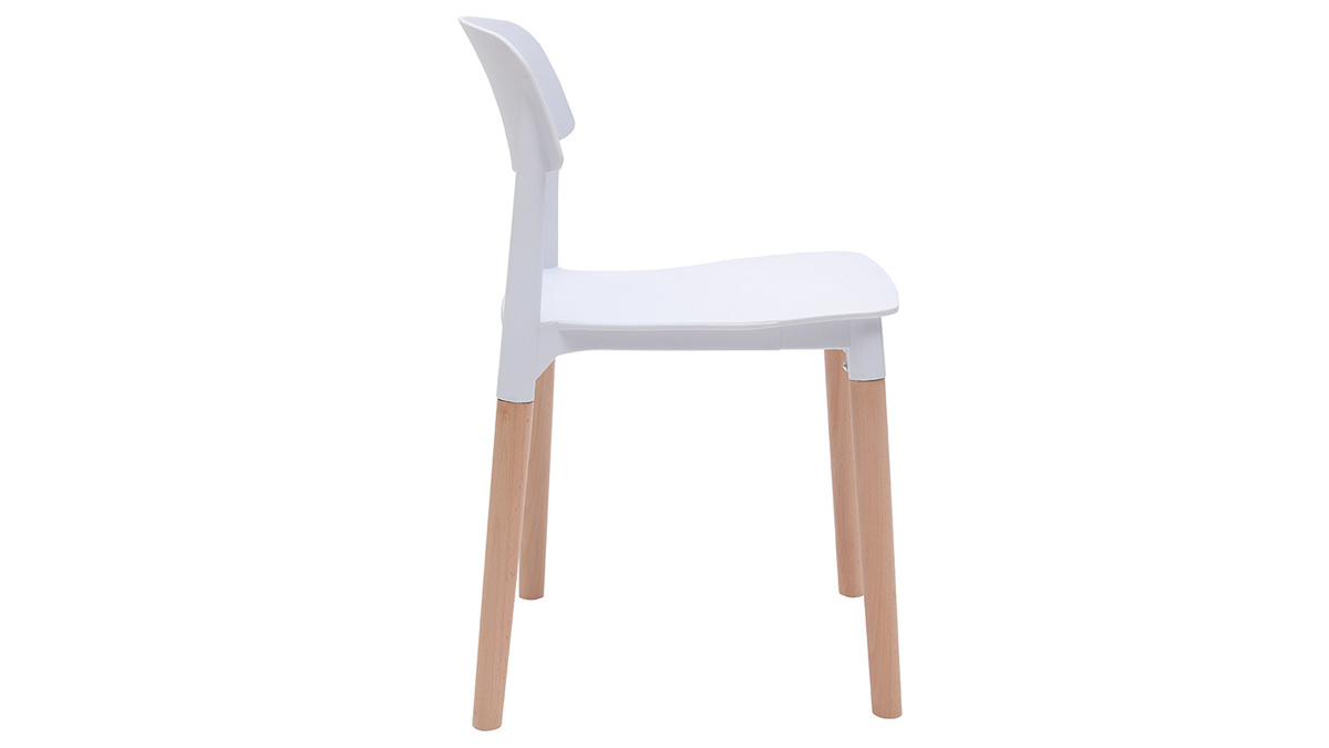 Chaises design scandinaves blanc et bois clair massif (lot de 2) GILDA