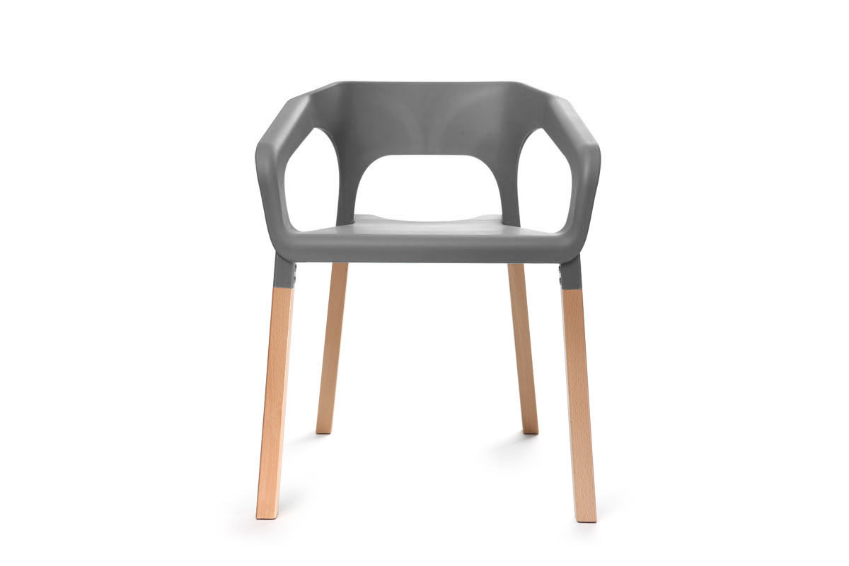 Chaises design scandinaves empilables grises (lot de 2) HELIA