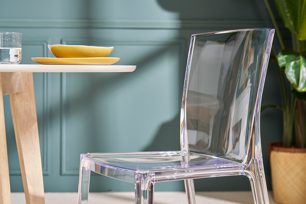 Chaises design transparentes empilables intrieur - extrieur (lot de 2) ISLAND