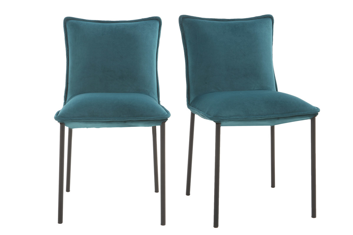 Chaises design velours bleu p�trole (lot de 2) SOLACE