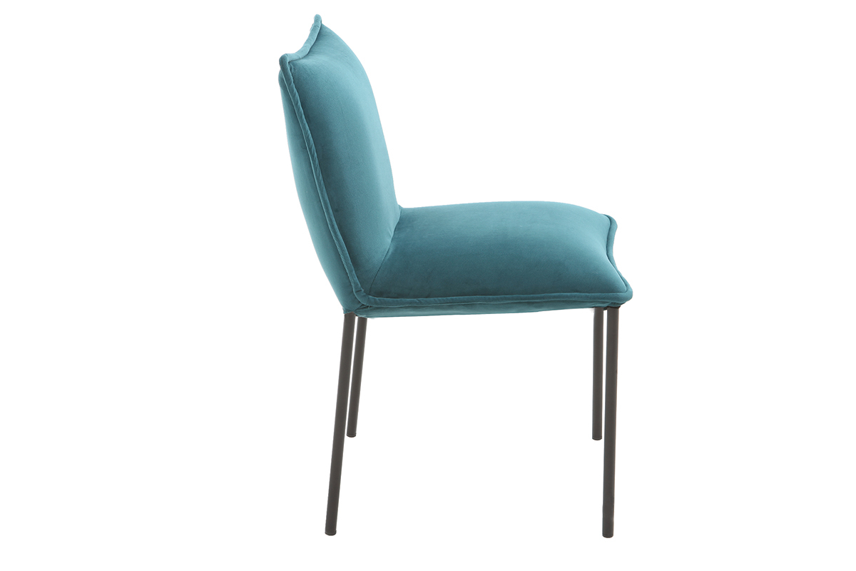 Chaises design velours bleu p�trole (lot de 2) SOLACE