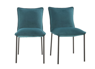 Chaises design velours bleu p&eacute;trole (lot de 2) SOLACE