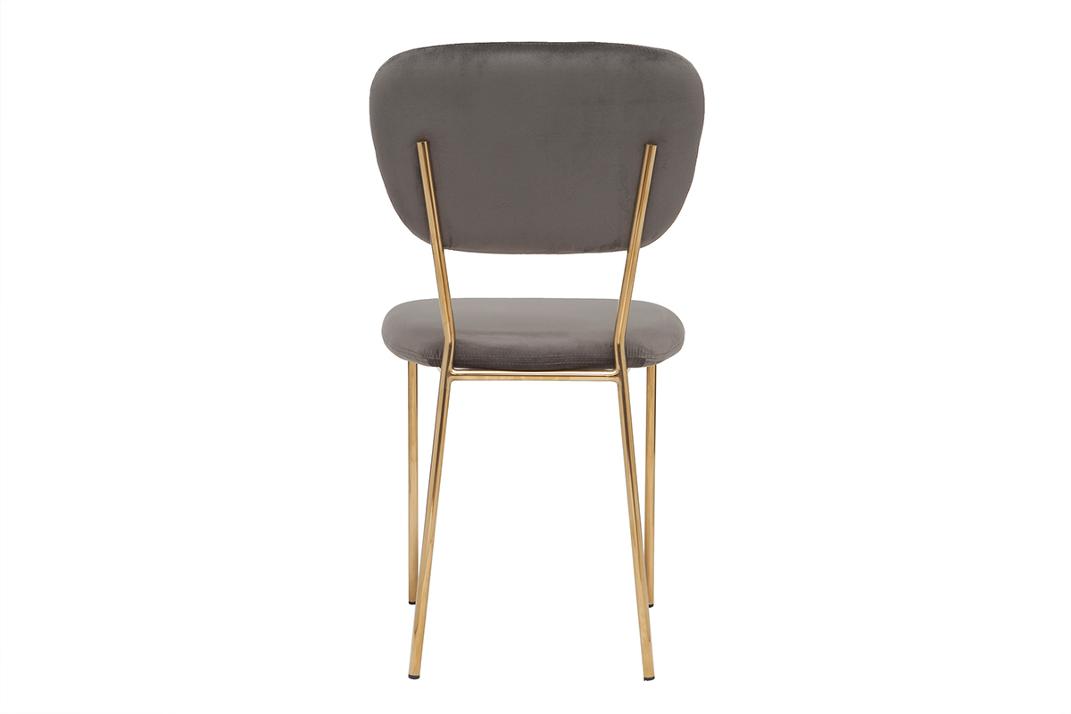 Chaises design velours gris fonc� et m�tal dor� (lot de 2) LEPIDUS