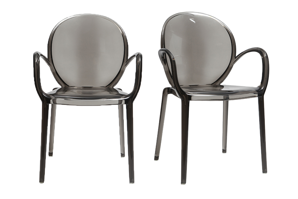 Chaises empilables design fume transparentes (lot de 2) CRISTAL