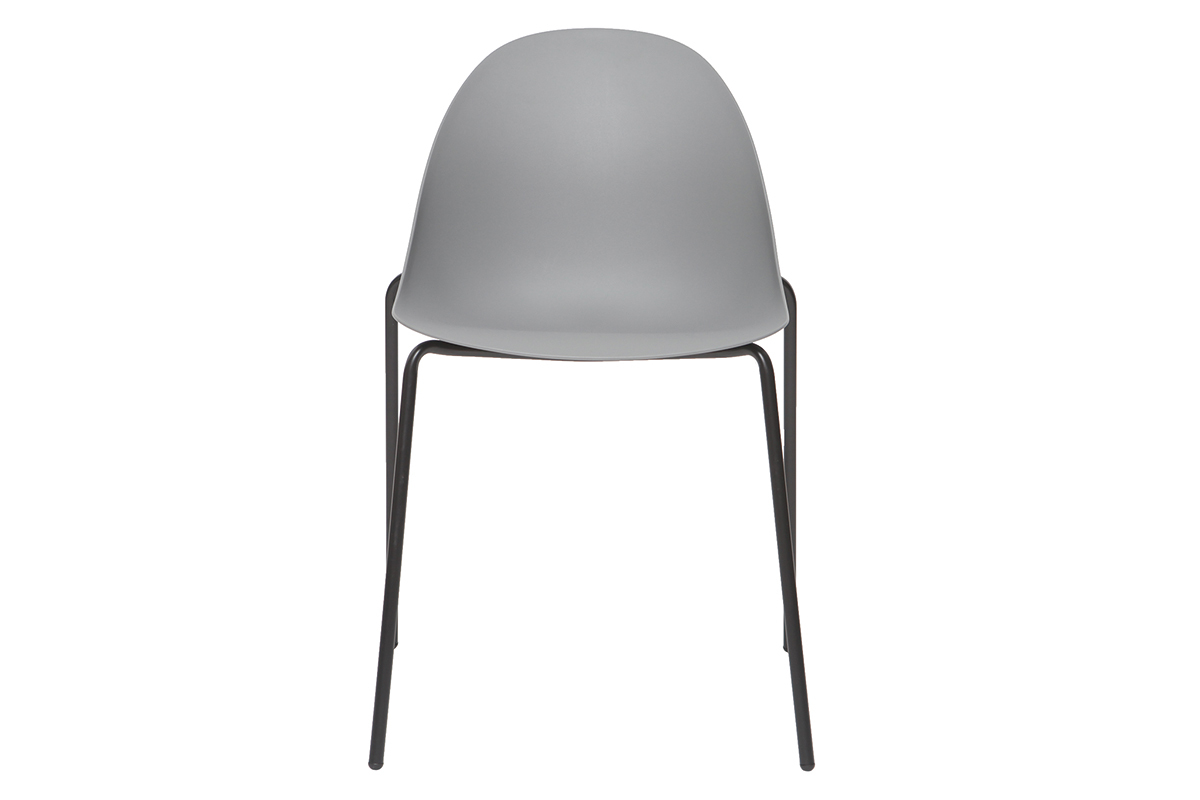 Chaises empilables design grises pieds m�tal (lot de 2) CONCHA