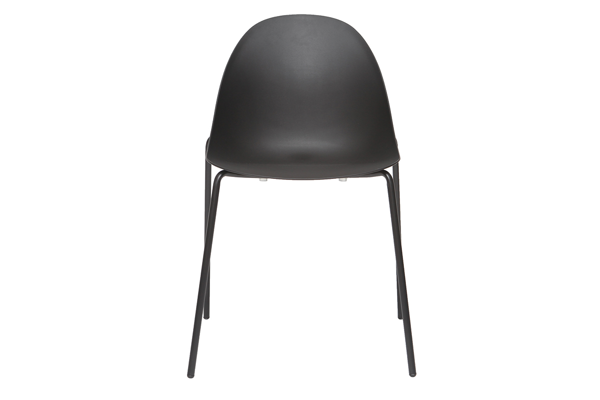 Chaises empilables design noires pieds mtal (lot de 2) CONCHA