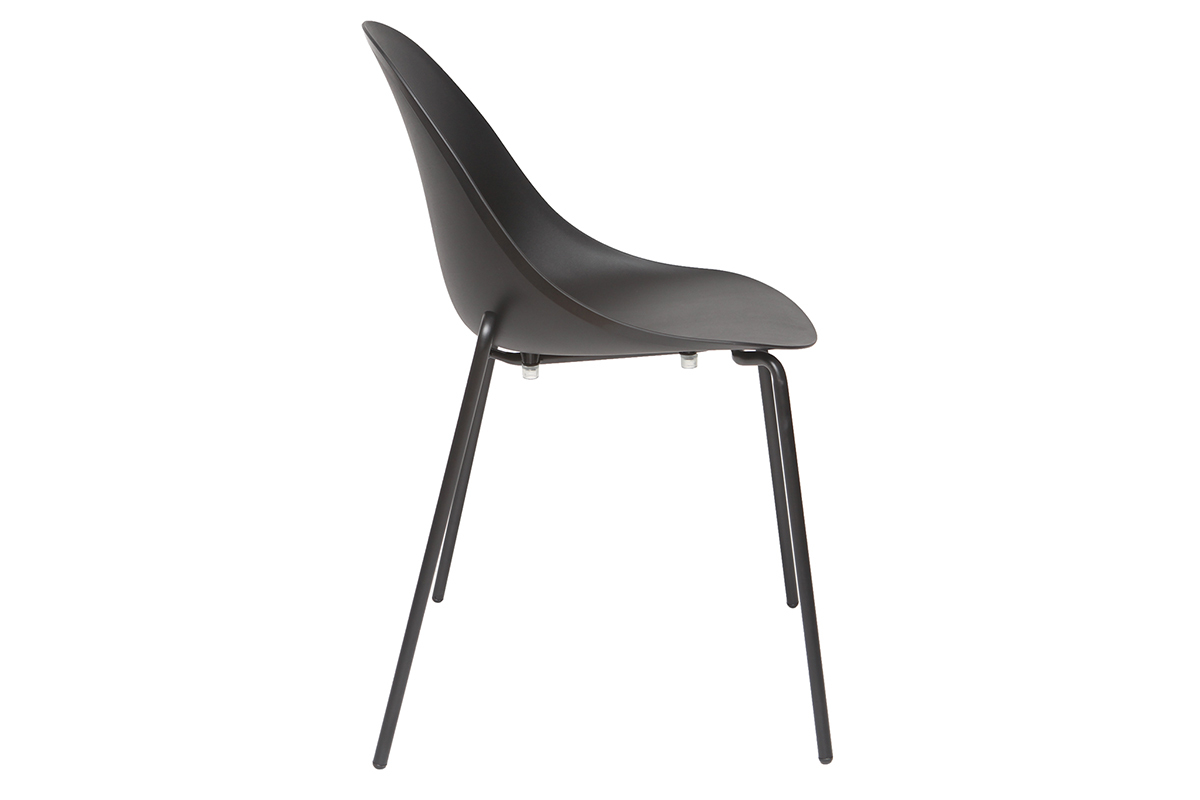 Chaises empilables design noires pieds mtal (lot de 2) CONCHA