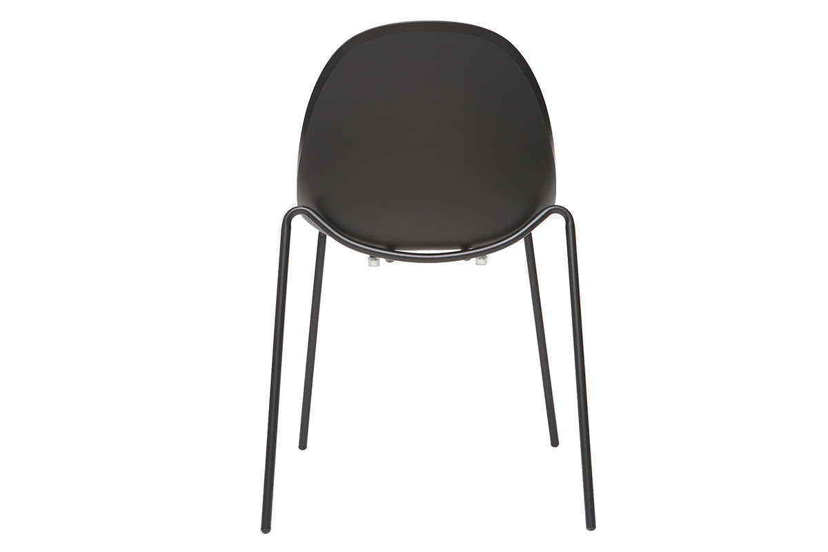 Chaises empilables design noires pieds mtal (lot de 2) CONCHA