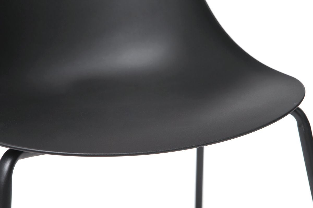 Chaises empilables design noires pieds mtal (lot de 2) CONCHA