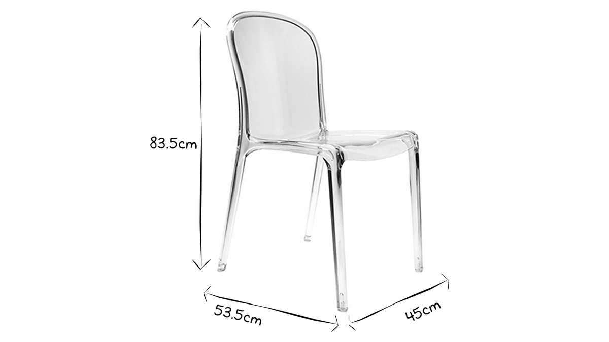 Chaises empilables design transparentes (lot de 2) THALYSSE