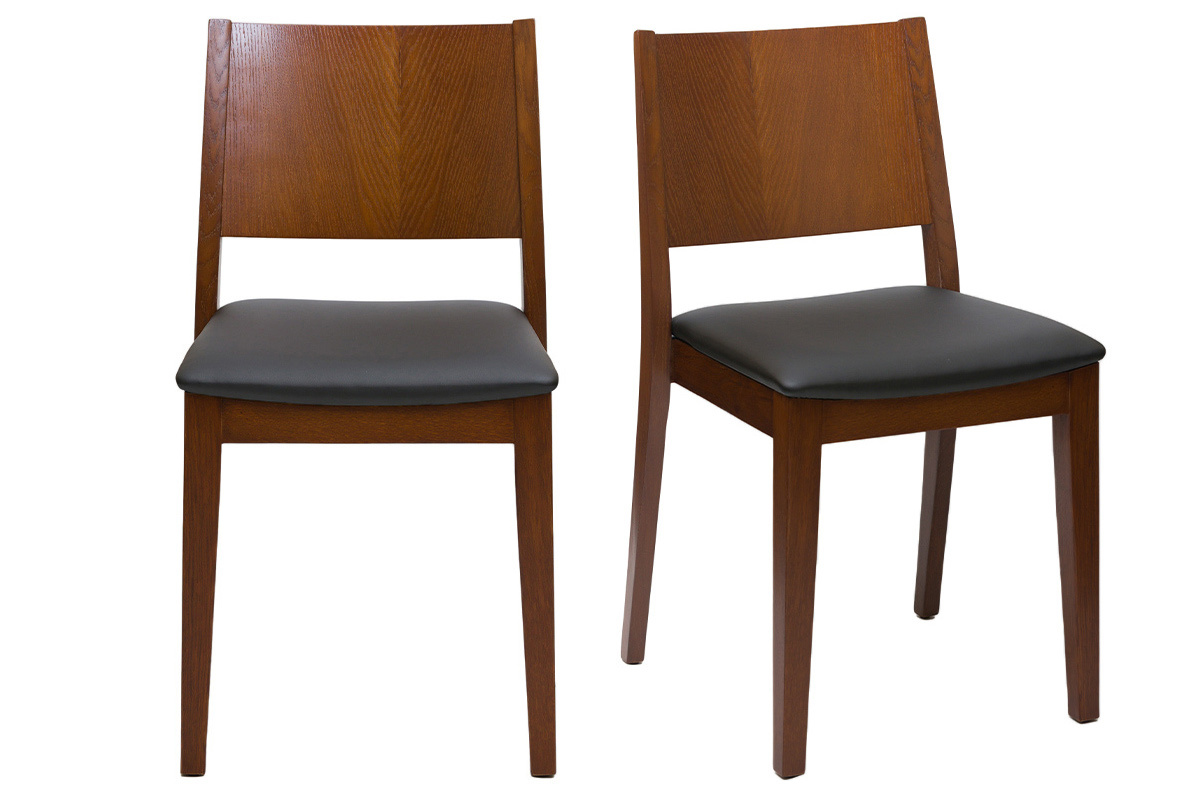 Chaises empilables en bois fonc et noir (lot de 2) MELVIL