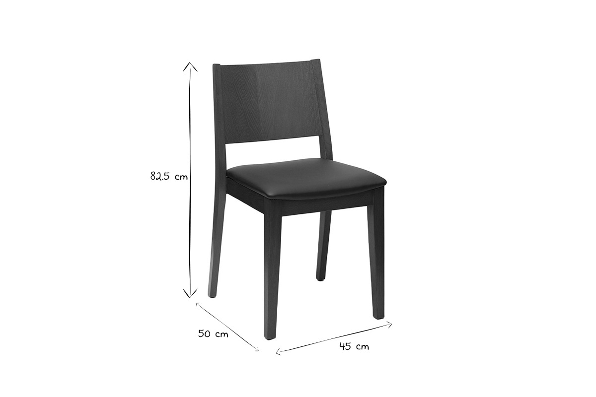 Chaises empilables en bois fonc et noir (lot de 2) MELVIL