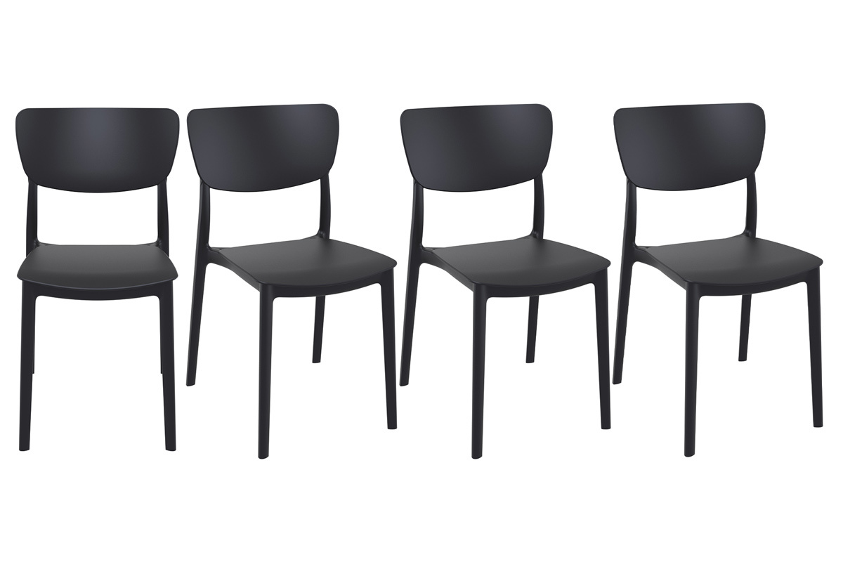 Chaises empilables noires int�rieur / ext�rieur (lot de 4) COBB