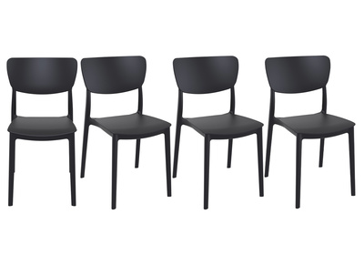 Chaises empilables noires int&eacute;rieur / ext&eacute;rieur (lot de 4) COBB