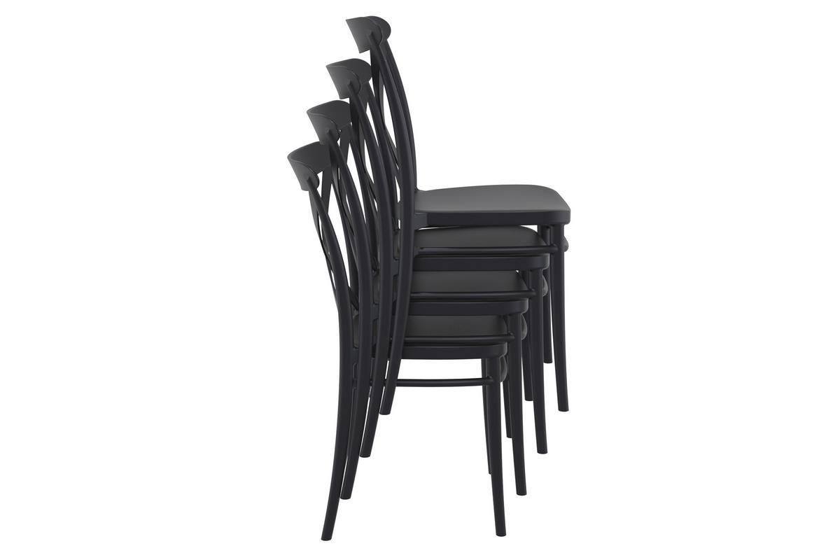 Chaises empilables noires int�rieur / ext�rieur (lot de 4) GERMAIN