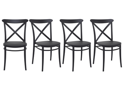 Chaises empilables noires int&eacute;rieur / ext&eacute;rieur (lot de 4) GERMAIN