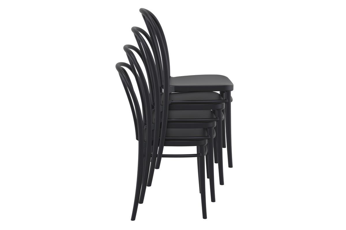 Chaises empilables noires int�rieur / ext�rieur (lot de 4) MATTY