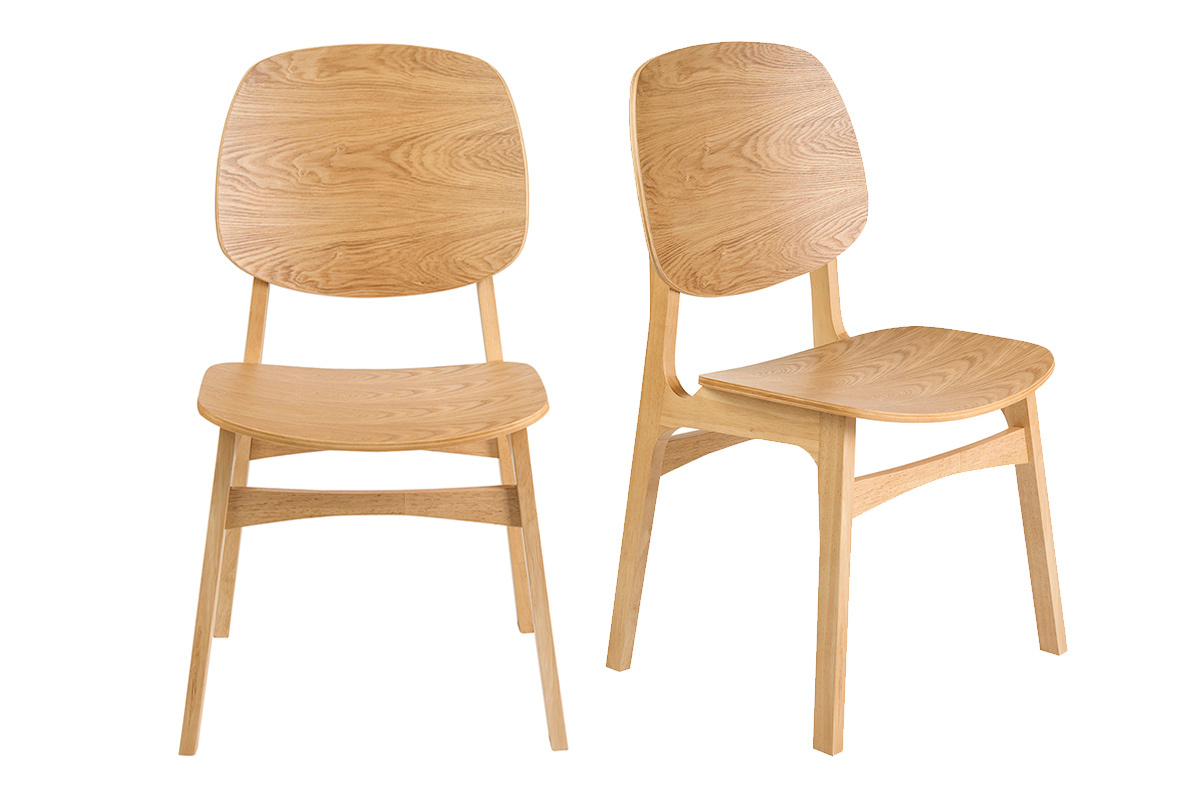 Chaises en bois clair fr�ne (lot de 2) SOQUETTE