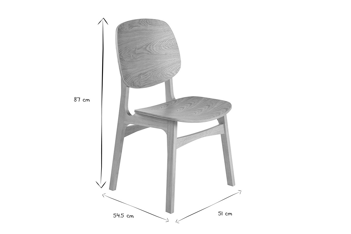Chaises en bois clair fr�ne (lot de 2) SOQUETTE